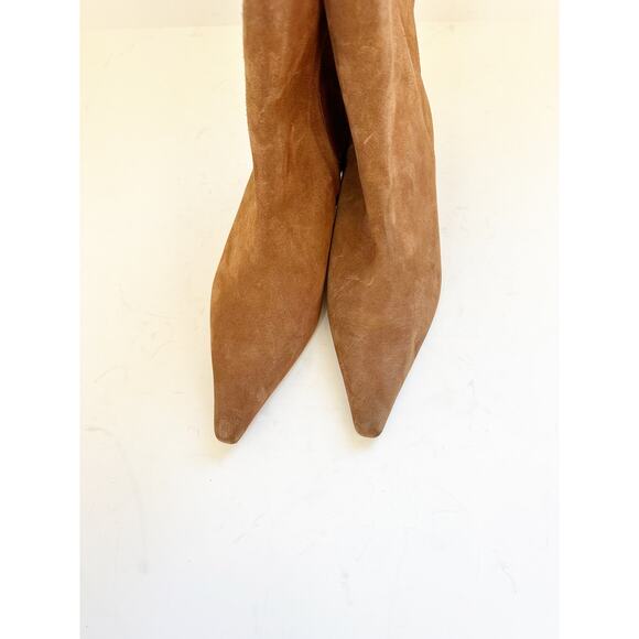 NWOB Ann Taylor Pointy Toe Suede Bootie Penny Brown 8 - Picture 2 of 4